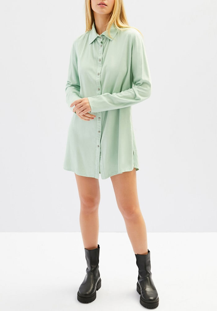 camisa alongada verde